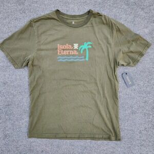 ROARK‎ Isola Eterna Military Green Graphic T-Shirt Mens Size S Custom Dyed